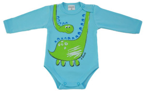Olibambi Body dla niemowląt z długim rękawem Dino błękit