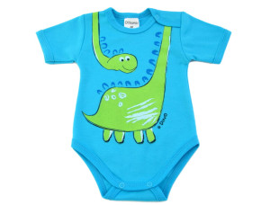 Olibambi Body dla niemowląt z krótkim rękawem Dino błękit
