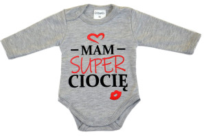 Olibambi Body dla niemowląt z długim rękawem Mam Super Ciocię