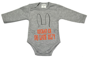 Olibambi body dla noworodka Kocham Cię po Same Uszy szary melanż