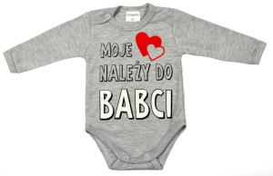Olibambi body dla niemowląt Moje Serce Należy do Babci szary melanż