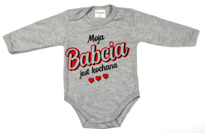 Olibambi body dla niemowląt Moja Babcia jest Kochana szary melanż