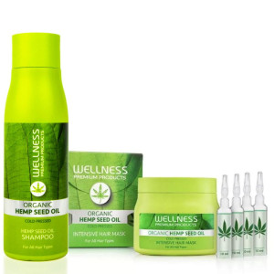 Wellness Premium Zestaw Szampon 500 ml, Maska Wzmacniająca 500ml + Ampułki