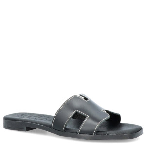 Wygodne klapki ze skóry - OH! MY SANDALS 5566 CZARNE