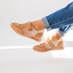 Hiszpańskie buty zapinane na rzep - HISPANITAS SHV264622 BEŻOWE