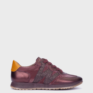 Hiszpańskie sneakersy z brokatem - WONDERS A-4810 BORDOWE