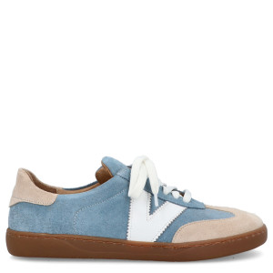 Skórzane barefoot z wiązaniem - TYMOTEO 2165 NIEBIESKIE