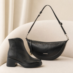 Zestaw buty i torebka na jesień - WONDERS E-7125 WB-55030 CZARNY
