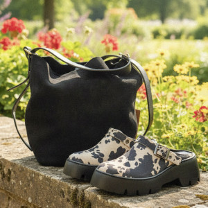 Zestaw buty + torebka - MULE TYMOTEO G1086 KRÓWKA TOSCANIO G100 CZARNY