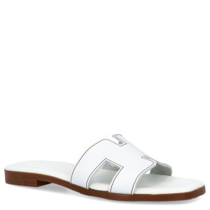 Wygodne klapki ze skóry - OH! MY SANDALS 5566 BIAŁE