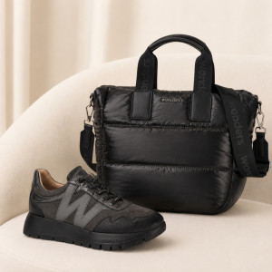 Zestaw buty i torebka premium - WONDERS A-24110 WB-56002 CZARNY