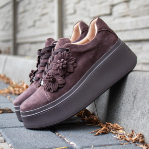 Sportowe buty damskie na platformie - FILIPPO DP7987 BRĄZOWE