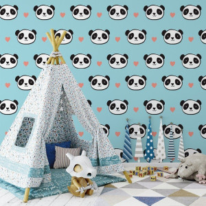 Blue panda - tapeta ścienna , rodzaj - tapeta flizelinowa laminowana