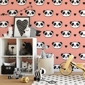 Love panda - tapeta ścienna , rodzaj - tapeta winylowa strukturalna
