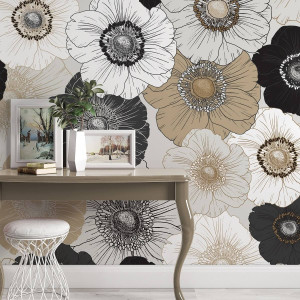 Tapeta na ścianę - crema flora , rodzaj - tapeta flizelinowa laminowana