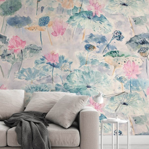 Tapeta na ścianę - watercolor poster flowers , rodzaj - próbka tapety 50x50cm