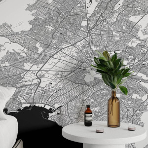 Tapeta na ścianę - mapa ateny , rodzaj - tapeta winylowa strukturalna