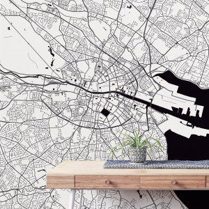 Tapeta na ścianę - mapa dublin , rodzaj - tapeta winylowa strukturalna