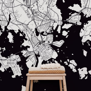 Tapeta na ścianę - mapa helsinki , rodzaj - próbka tapety 50x50cm