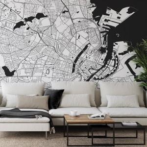Tapeta na ścianę - mapa kopenhaga , rodzaj - tapeta flizelinowa laminowana