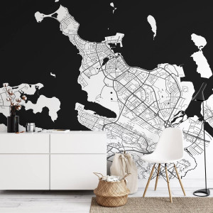 Tapeta na ścianę - mapa rejkiawik , rodzaj - tapeta flizelinowa laminowana