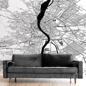 Tapeta na ścianę - mapa budapeszt , rodzaj - tapeta flizelinowa laminowana