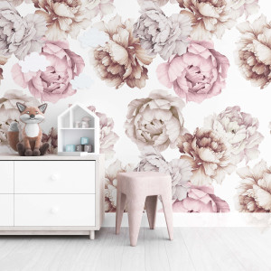 Tapeta dla dzieci - cute peonies , rodzaj - tapeta flizelinowa laminowana