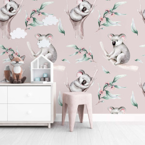Tapeta dla dzieci - pinky koalas , rodzaj - próbka tapety 50x50cm