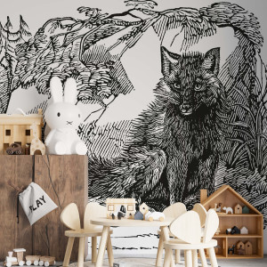 Tapeta dla dzieci - lonely wolf , rodzaj - tapeta flizelinowa