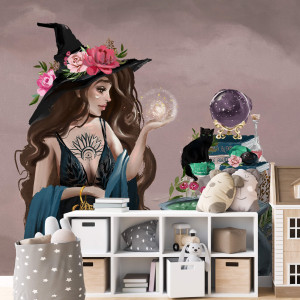 Tapeta dla dzieci - lady witch , rodzaj - tapeta flizelinowa laminowana