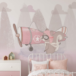 Tapeta dla dzieci - pink pilot , rodzaj - tapeta flizelinowa