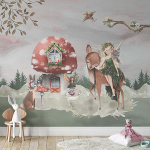 Tapeta dla dzieci - woodland princess , rodzaj - próbka tapety 50x50cm