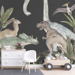 Tapeta dla dzieci - dinosaur room , rodzaj - tapeta winylowa strukturalna