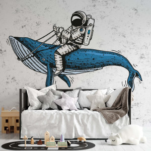 Tapeta dla dzieci - whale rodeo , rodzaj - próbka tapety 50x50cm