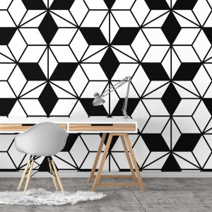 Black & white cubes - tapeta ścienna , rodzaj - próbka tapety 50x50cm