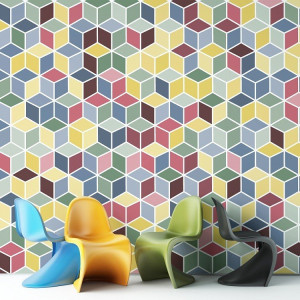 Color cubes - tapeta ścienna , rodzaj - próbka tapety 50x50cm