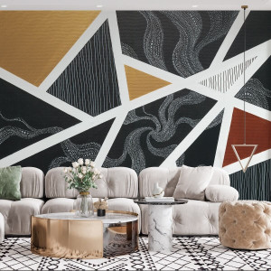 Tapeta na ścianę - patchwork swirl , rodzaj - tapeta flizelinowa