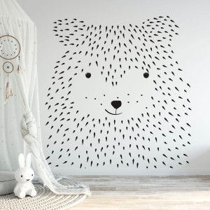 Tapeta dla dzieci - inked bear , rodzaj - tapeta winylowa strukturalna