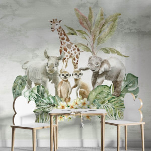 Tapeta dla dzieci - safari company , rodzaj - próbka tapety 50x50cm