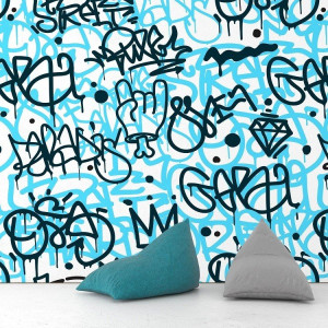 Sky graffiti - tapeta na ścianę , rodzaj - próbka tapety 50x50cm