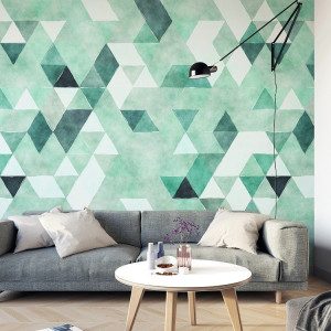 Mint triangle - tapeta na ścianę , rodzaj - tapeta flizelinowa