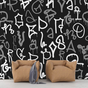 Modern graffiti - tapeta na ścianę , rodzaj - tapeta winylowa strukturalna