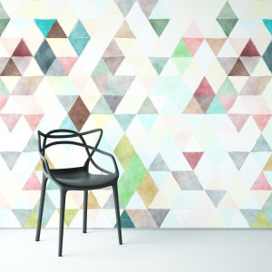 Pastel triangle - tapeta na ścianę , rodzaj - tapeta flizelinowa laminowana