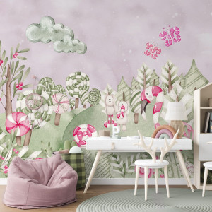 Tapeta dla dzieci - candy forest , rodzaj - tapeta winylowa strukturalna