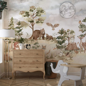 Tapeta dla dzieci - woodland life , rodzaj - tapeta flizelinowa laminowana