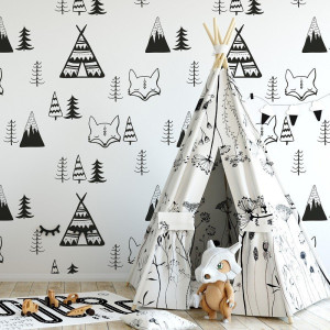 Scandi tent - tapeta ścienna , rodzaj - tapeta flizelinowa laminowana