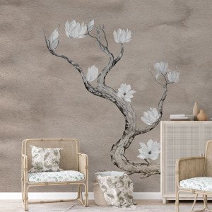 Tapeta na ścianę - beige tree , rodzaj - tapeta flizelinowa