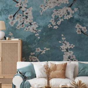Tapeta na ścianę - turquoise cherry , rodzaj - tapeta flizelinowa laminowana