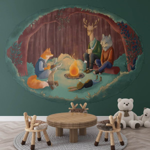 Tapeta na ścianę - fireplace friends , rodzaj - tapeta flizelinowa