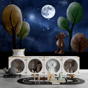 Tapeta na ścianę - teddy moon , rodzaj - tapeta flizelinowa